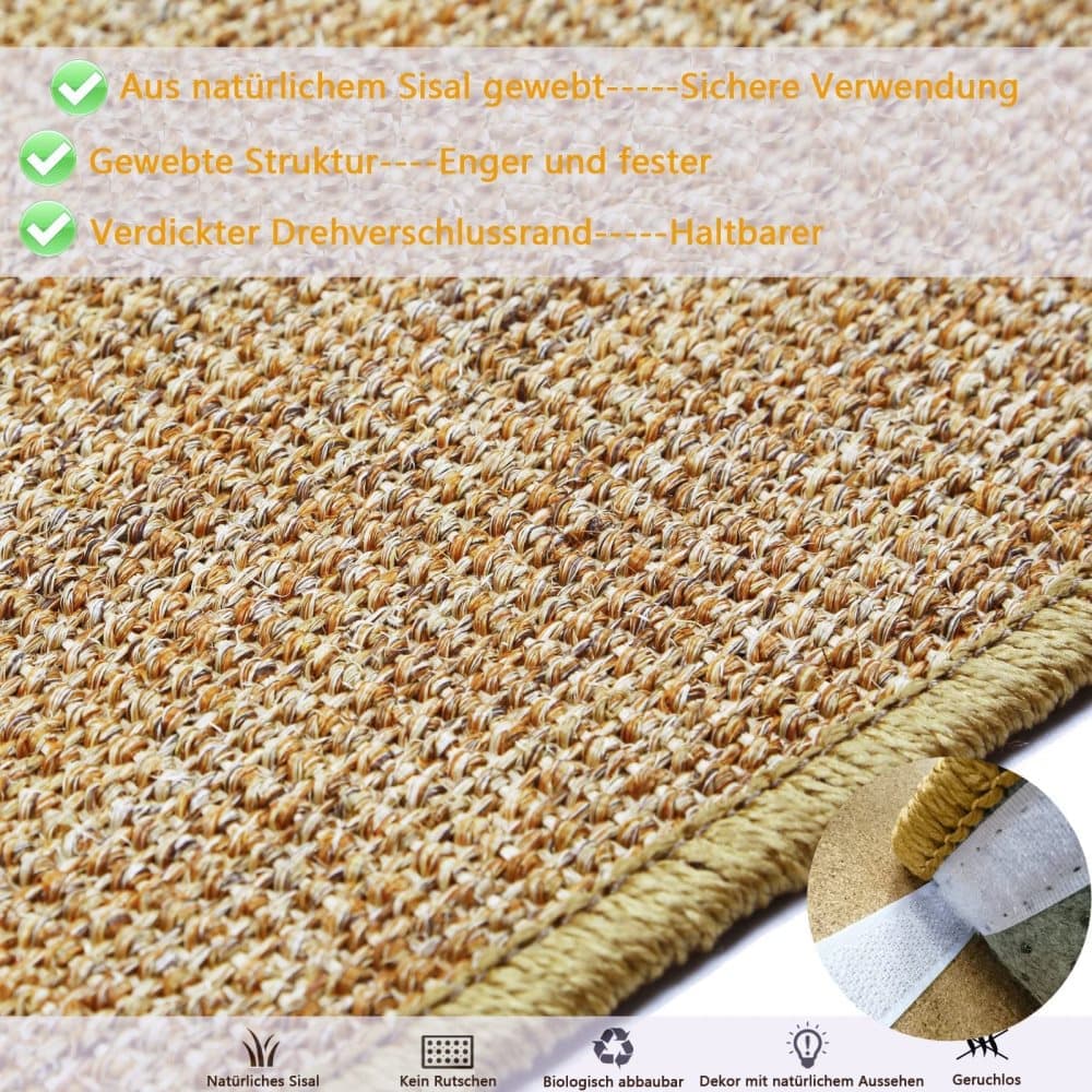 Natural Jute Cat Scratching Mat, Durable Floor Mat and Sustainable Cat Furniture, 50x80cm
