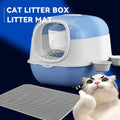 Large Cat Litter Box Set with Free Litter Mat & Scoop, Enclosed Front Entry Anti-Splashing Anti-Tracking Cat Toilet, Deodorant Cat Potty for Big Cats