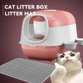 Large Cat Litter Box Set with Free Litter Mat & Scoop, Enclosed Front Entry Anti-Splashing Anti-Tracking Cat Toilet, Deodorant Cat Potty for Big Cats