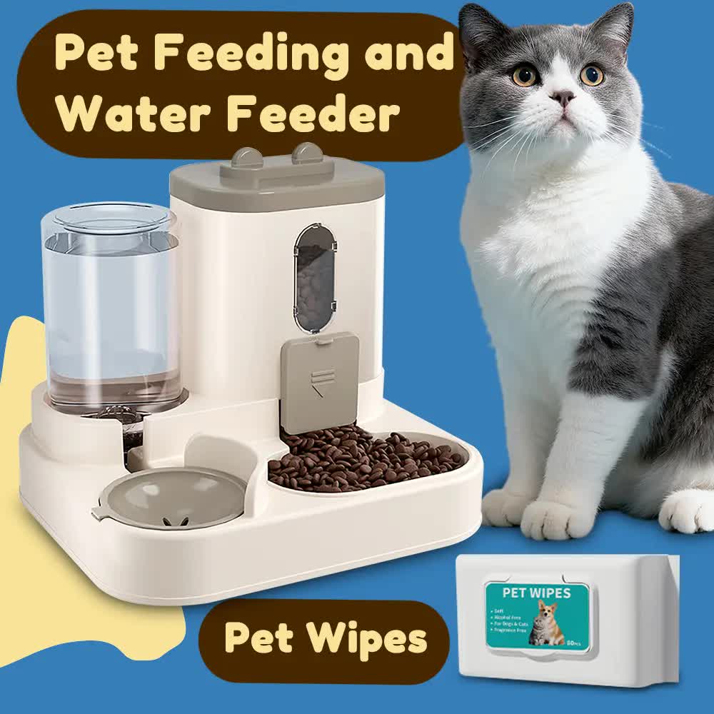 2-in-1 Auto Pet Feeder & Water Dispenser (Pink)