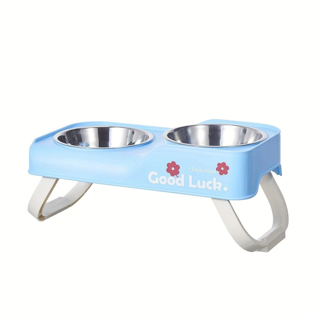 Dopamine Color Pet Bowl Set, Anti-Slip Adjustable Height Design for Small/Medium Dogs and Cats（blue)