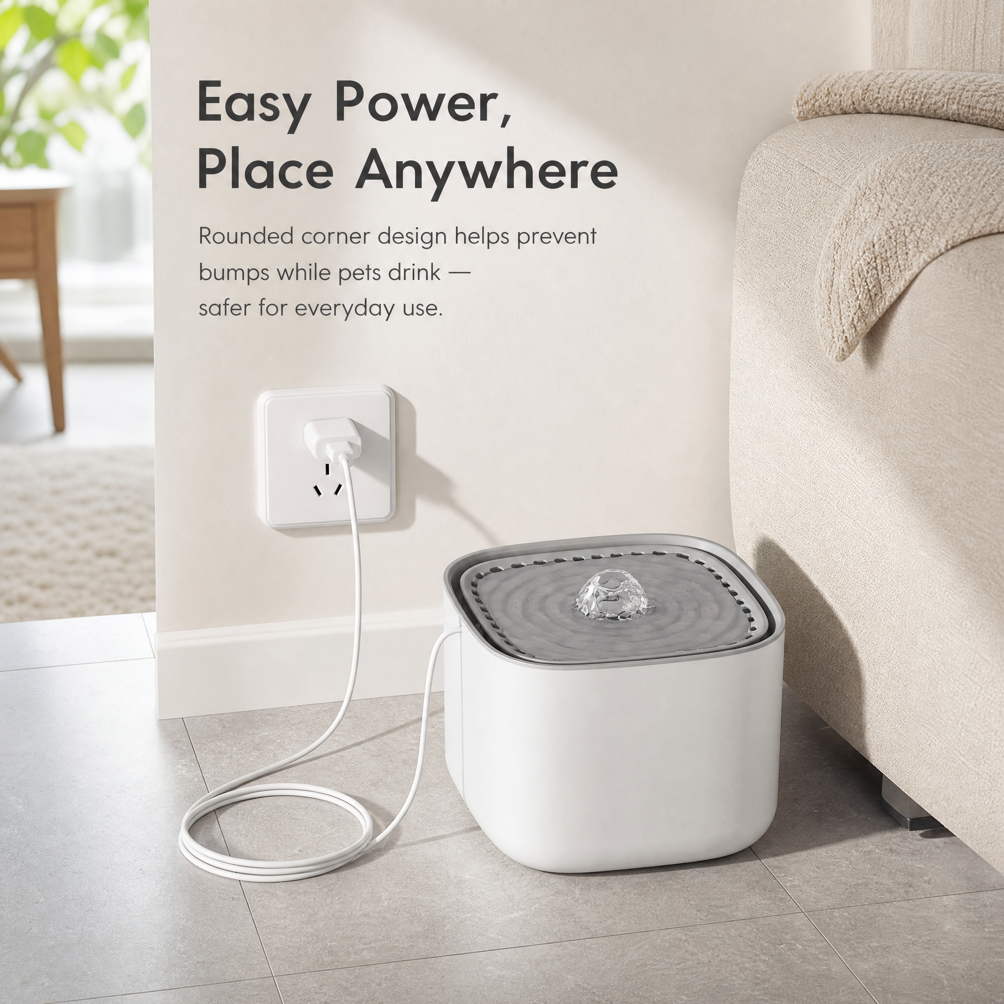 White 3L/101oz Automatic Cat Water Fountain,6 Filters Included, Pet Water Dispenser with USB Wired Power, Detachable Design, Ultra-Quiet Pump (≤30dB), 3-Stage Filtration, Anti-Dry Burning Warning Light, BPA-Free for Multiple Cats & Small Dogs