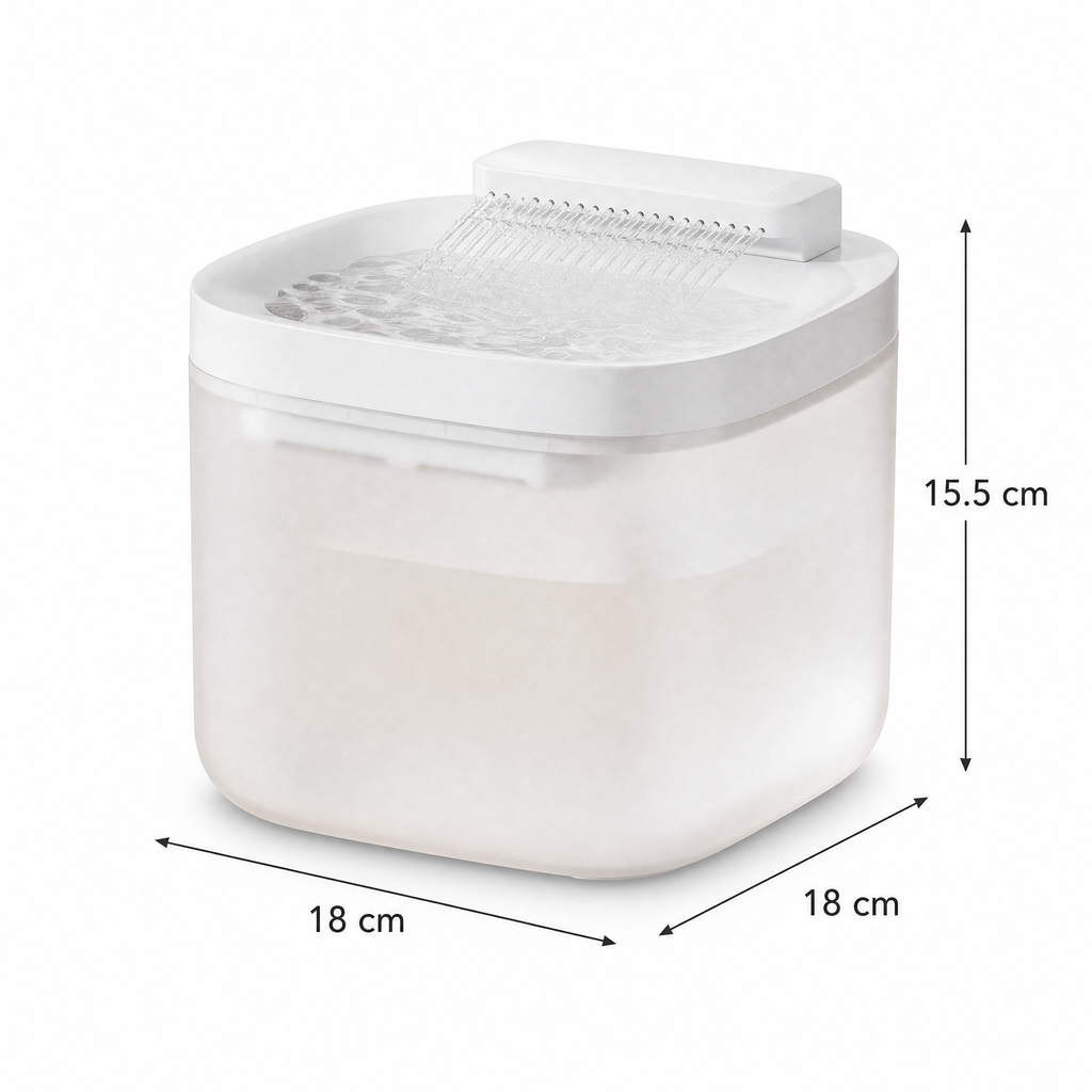 White Cat Water Fountain 3L, Wired Pet Water Dispenser for Cats & Small Dogs, Waterfall-Style Quiet Drinking Fountain with Filter, Easy-Clean ABS+PP Bowl, 5V 1A