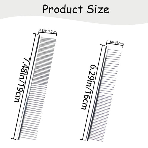 4 PCS Stainless-Steel Comb Dog Combs for Knots, Mats & Loose Hair Removal - Effective Dematting Tool, Comfortable, Lightweight, Portable & Safe for Dogs, Cats & Pets