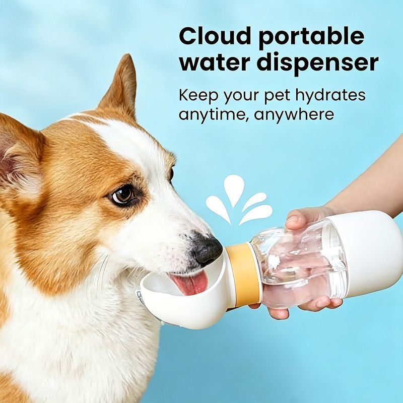 350ML Portable Outdoor Pet Water Cup, Leak-Proof Travel Water Dispenser - Yellow