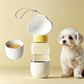 All-in-One Water and Food Pet Travel Cup 350ml Water + 200ml Food Storage Pet Outdoor Water Bottle - White