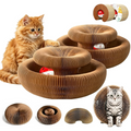 2-pack, Accordion-style Cat Scratcher, Versatile Foldable Corrugated Cardboard Scratching Board with Ball Toy