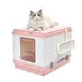 YES4PETS XL Portable Cat Toilet Litter Box Tray Foldable House with Handle and Scoop Pink
