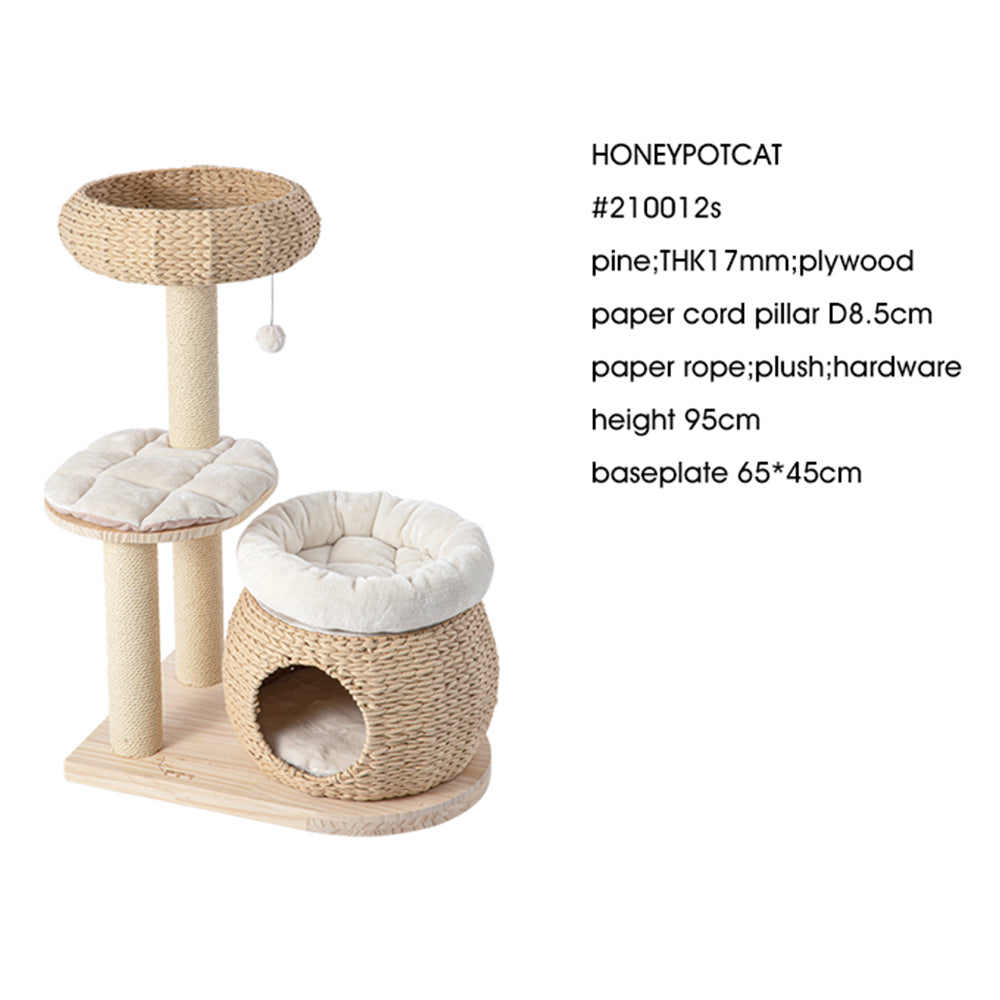 HONEYPOTCAT Plush Woven Cat Retreat - 93cm