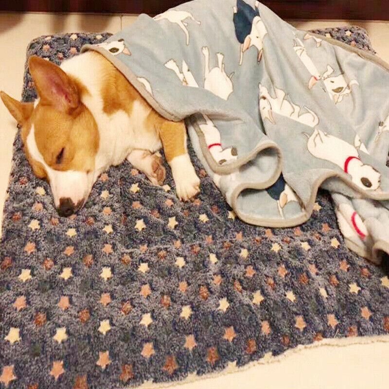 L Size Puppy Dog Cat Cushion Mattress Blanket Bed Soft Warm Pad Winter Kennel House - Brown Footprint