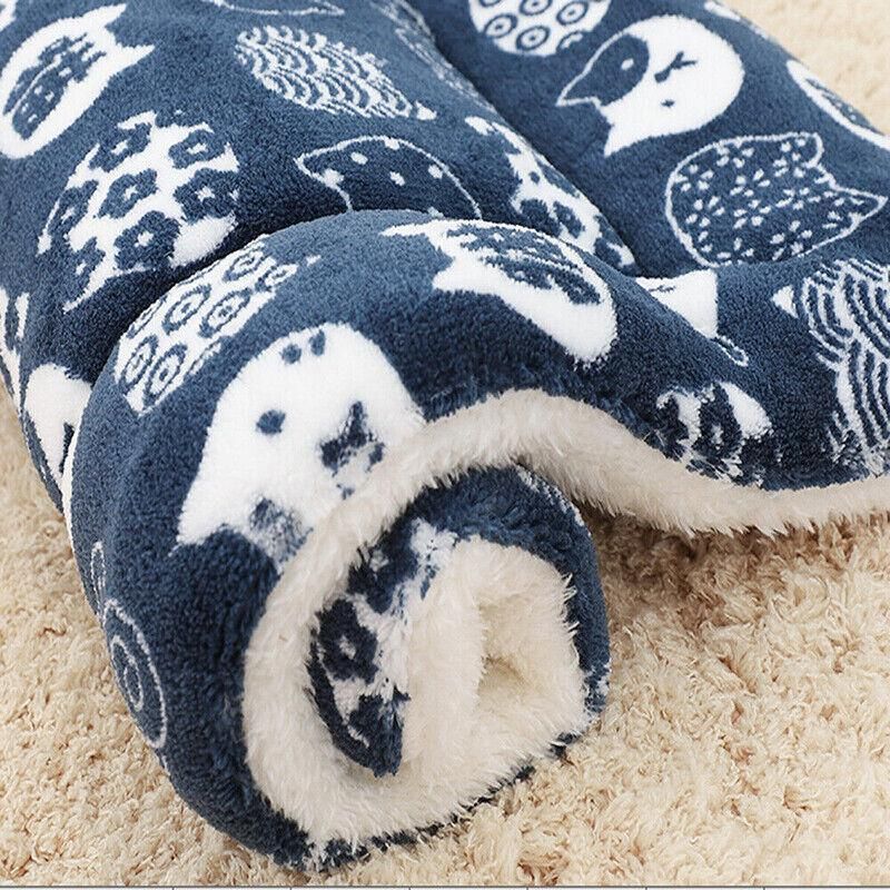 L Size Puppy Dog Cat Cushion Mattress Blanket Bed Soft Warm Pad Winter Kennel House - Blue Whitestar