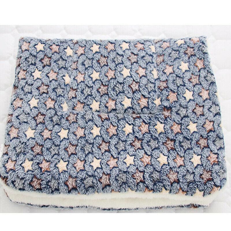 L Size Puppy Dog Cat Cushion Mattress Blanket Bed Soft Warm Pad Winter Kennel House - Blue Whitestar