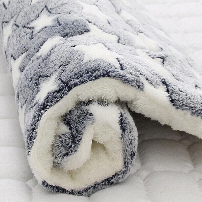 L Size Puppy Dog Cat Cushion Mattress Blanket Bed Soft Warm Pad Winter Kennel House - Blue Whitestar