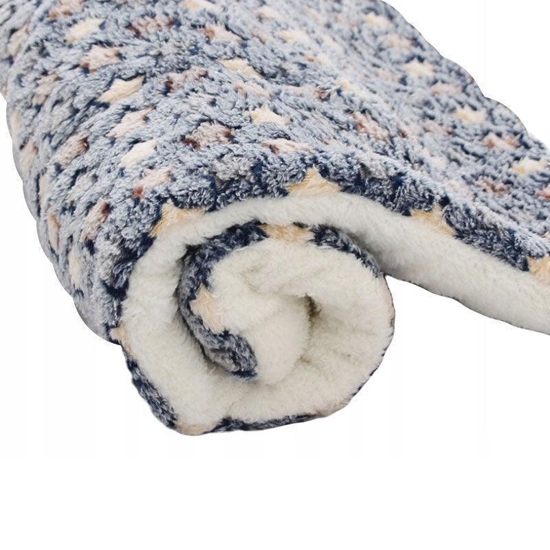 M Size Puppy Dog Cat Cushion Mattress Blanket Bed Soft Warm Pet Pad Winter Kennel House - Blue Whitestar