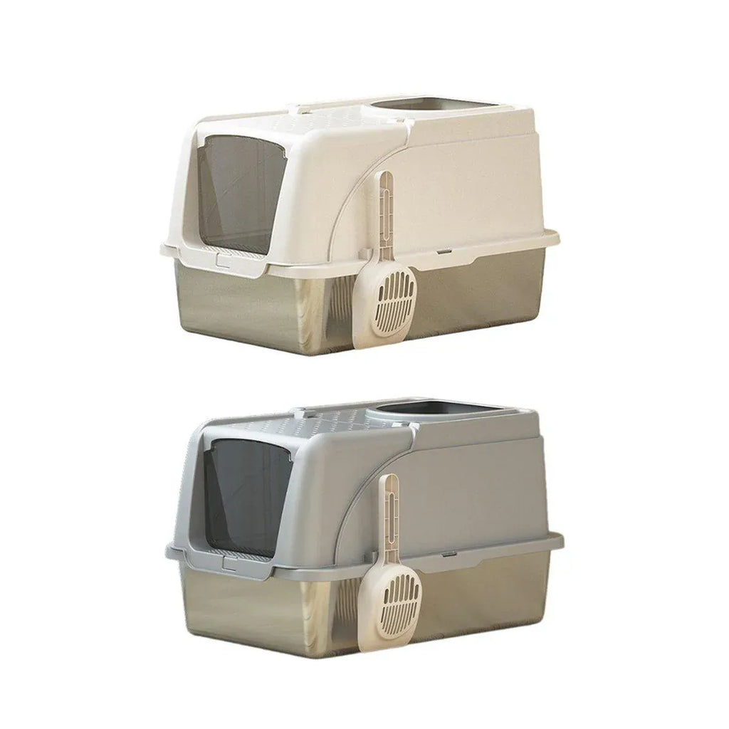 Durable Stainless Steel Cat Litter Box Pan Pet Toilet Odor Control Tray Large - Grey