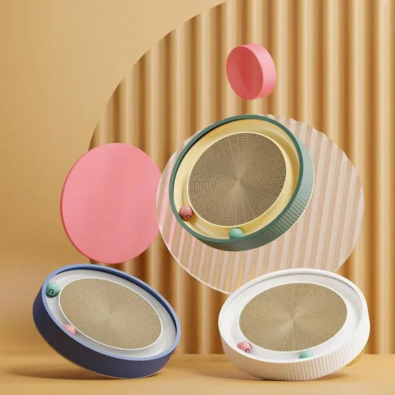 Cat Scratcher Lounge Bed Toy 40cm Round Foldable Cardboard Pad with Ball Track - Replacement Pad