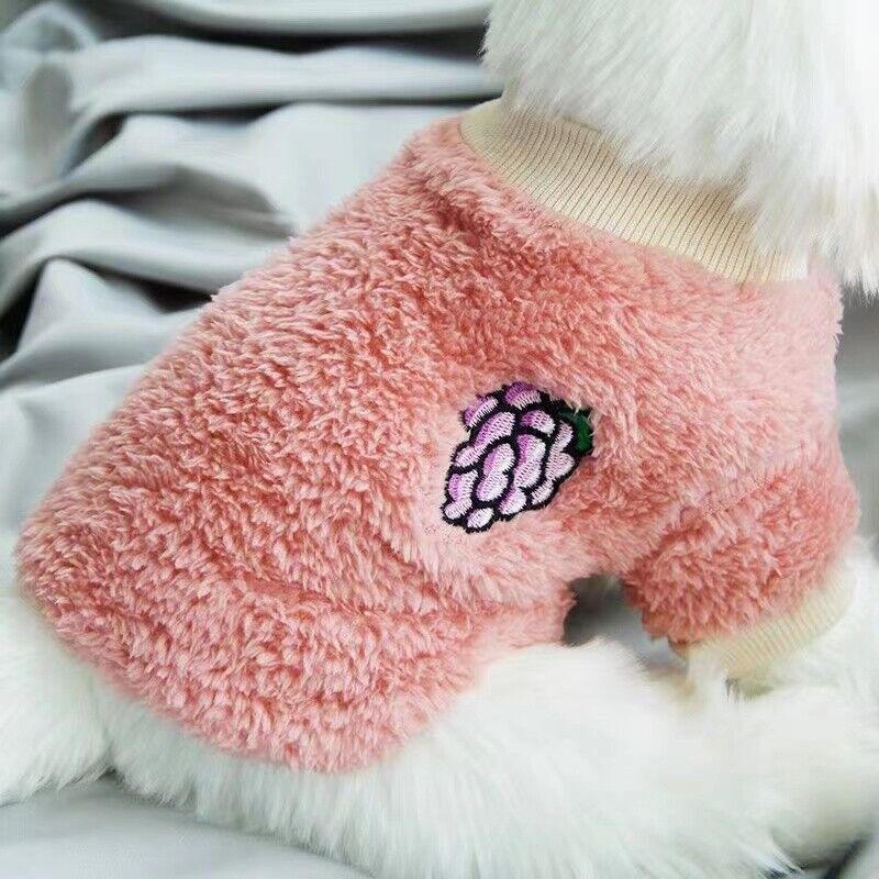 XS Puppy Pet Dog Fleece Warm Jumper Sweater Coat Small Yorkie Chihuahua Cat Clothes - Pink