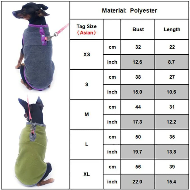 L Pet Dog Puppy Winter Warm Fleece Jumper Vest Coat Jacket Apparel Clothes Outdoor - Grey