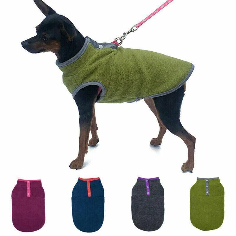 L Pet Dog Puppy Winter Warm Fleece Jumper Vest Coat Jacket Apparel Clothes Outdoor - Pink