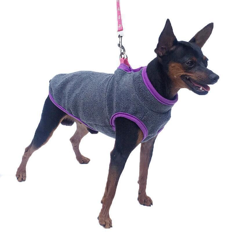 L Pet Dog Puppy Winter Warm Fleece Jumper Vest Coat Jacket Apparel Clothes Outdoor - Pink