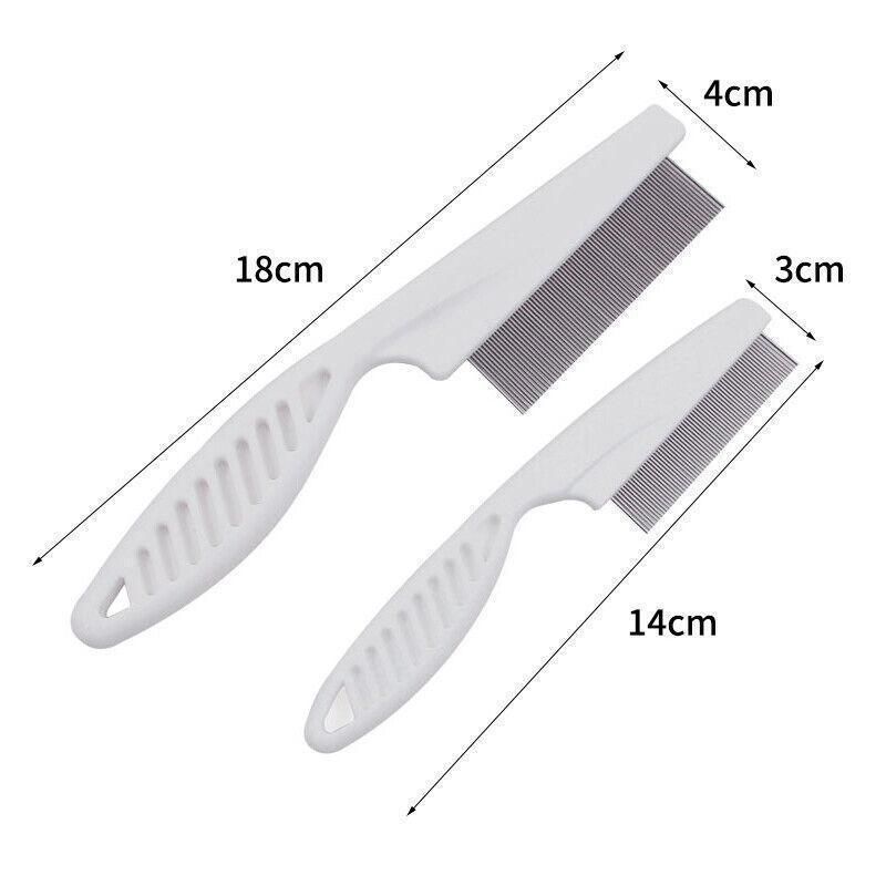 1PC Small Fine Toothed Flea Flee Metal Nit Head Hair Lice Comb with Handle - White