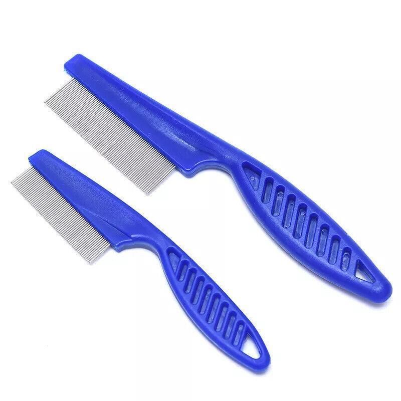 1PC Small Fine Toothed Flea Flee Metal Nit Head Hair Lice Comb with Handle - White