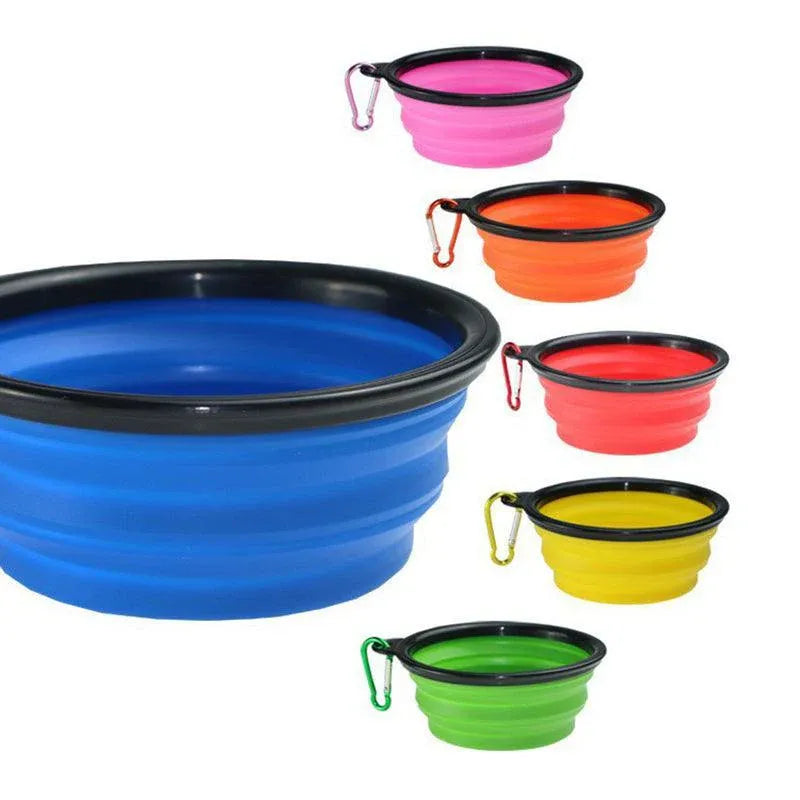 Collapsible Silicone Pet Bowl for Cat Dog Portable Food and Water Feeder - Black