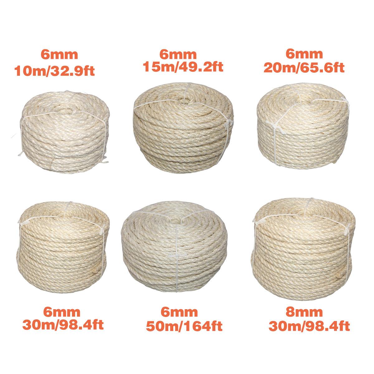 Vintage Burlap Rope Woven DIY Cat Climbing Scratch Rope 6-8mm Home Decoration - 6mm x 50m
