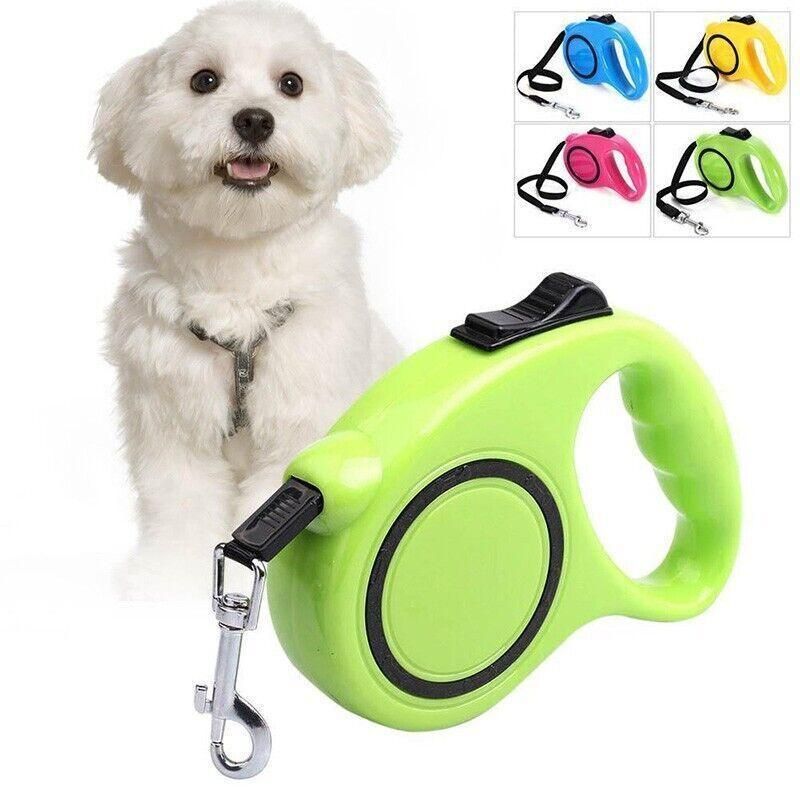 5M Dog Lead Leash Strong Retractable Extendable 5M Lockable Heavy Duty 15Kg - Yellow