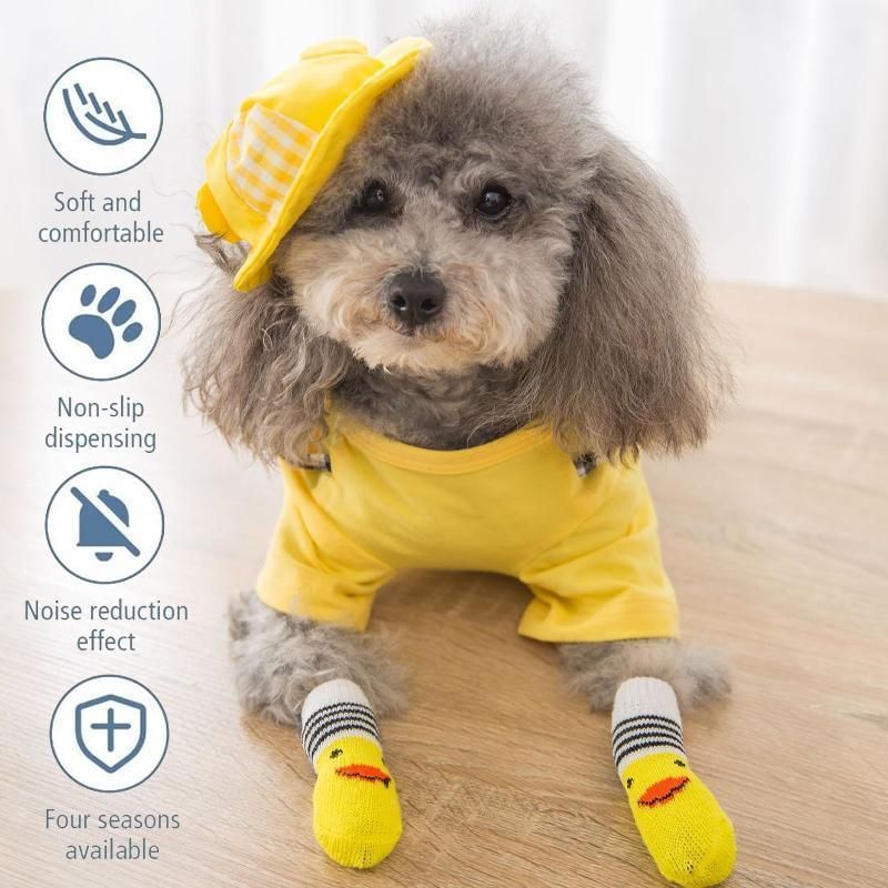 Dog Socks Non-Slip Grip Slip Anti-Slip - Puppy Cat Pet Shoes Slippers M Size - Red Mickey