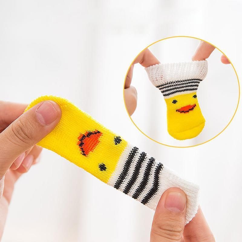 Non Slip Pet Socks for Dogs and Cats Knitted Paw Protector with Grips L Size - Blue bear