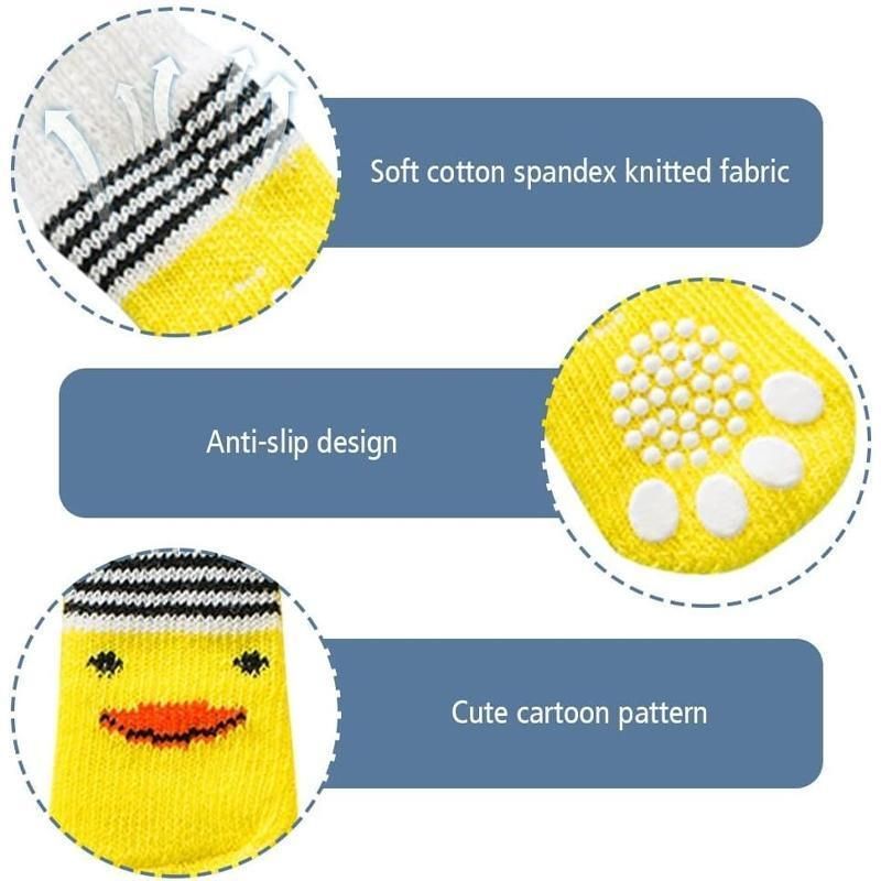 Non Slip Pet Socks for Dogs and Cats Knitted Paw Protector with Grips L Size - Grey stripes