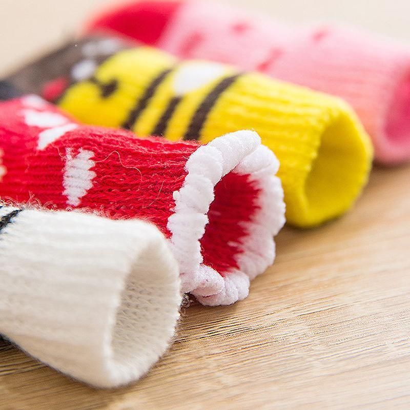 Non Slip Pet Socks for Dogs and Cats Knitted Paw Protector with Grips L Size - Blue bones
