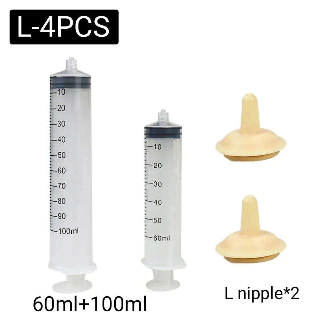 Kitten Puppy Pet Feeding Syringe Feeder Cat Dog Nursing Bottle with Pacifier - M-4PCS
