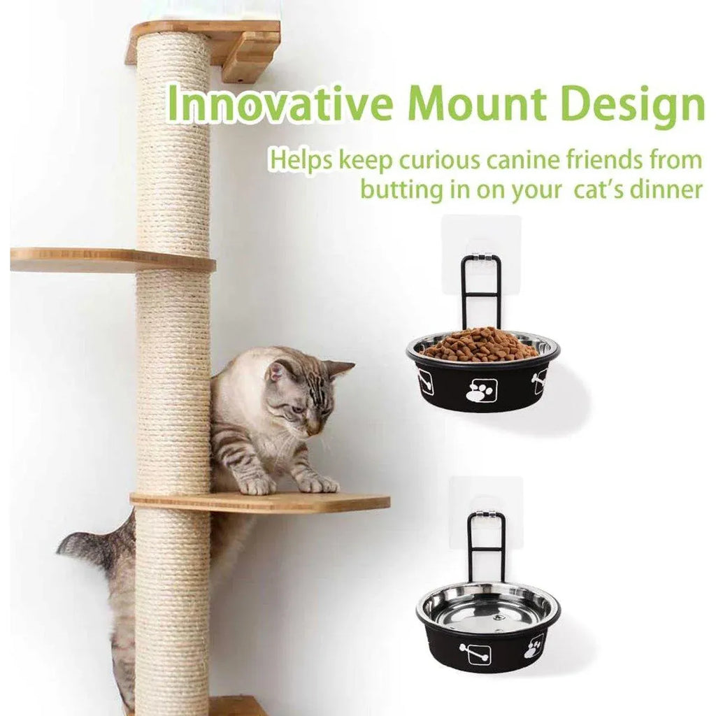 Stainless Steel Pet Bowl Hanging Cat Food Water Bowl Durable for Dogs and Cats - Black-12cm