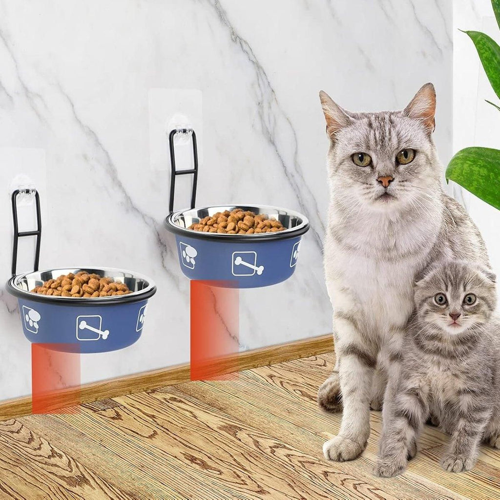 Stainless Steel Pet Bowl Hanging Cat Food Water Bowl Durable for Dogs and Cats - Black-14cm