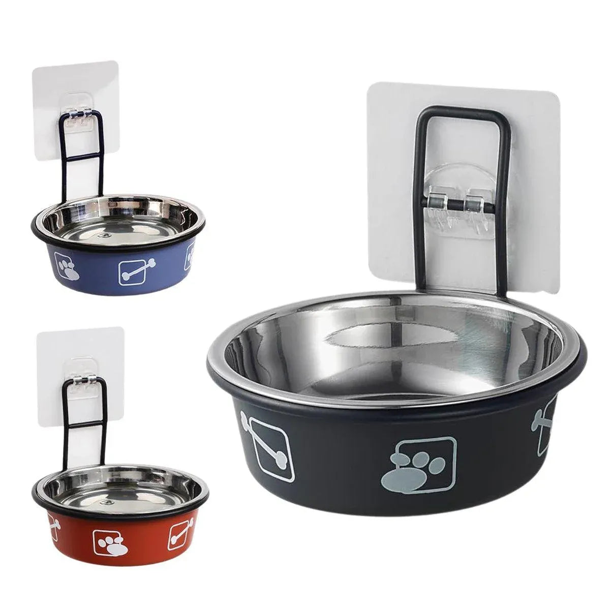 Stainless Steel Pet Bowl Hanging Cat Food Water Bowl Durable for Dogs and Cats - Blue-12cm