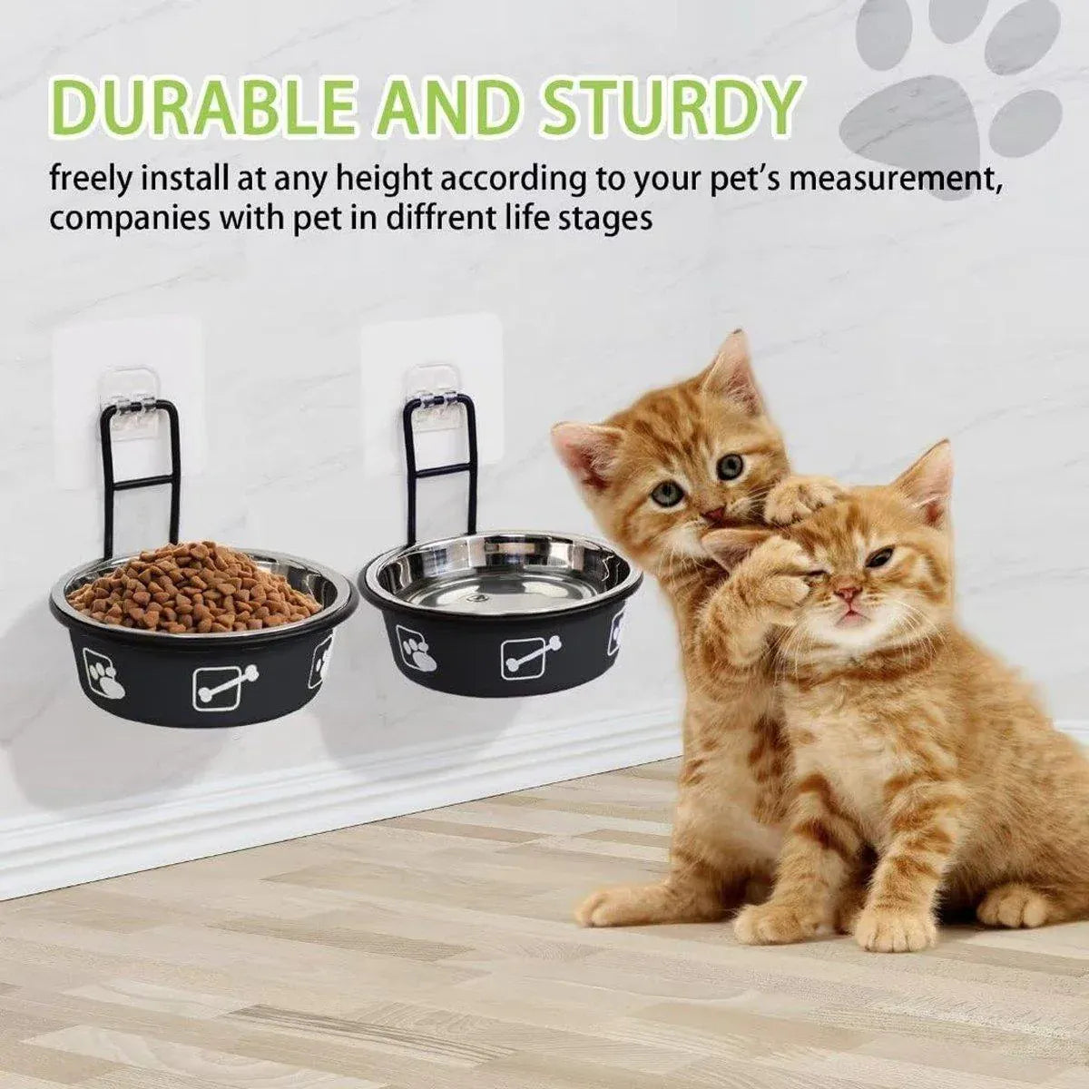 Stainless Steel Pet Bowl Hanging Cat Food Water Bowl Durable for Dogs and Cats - Blue-12cm