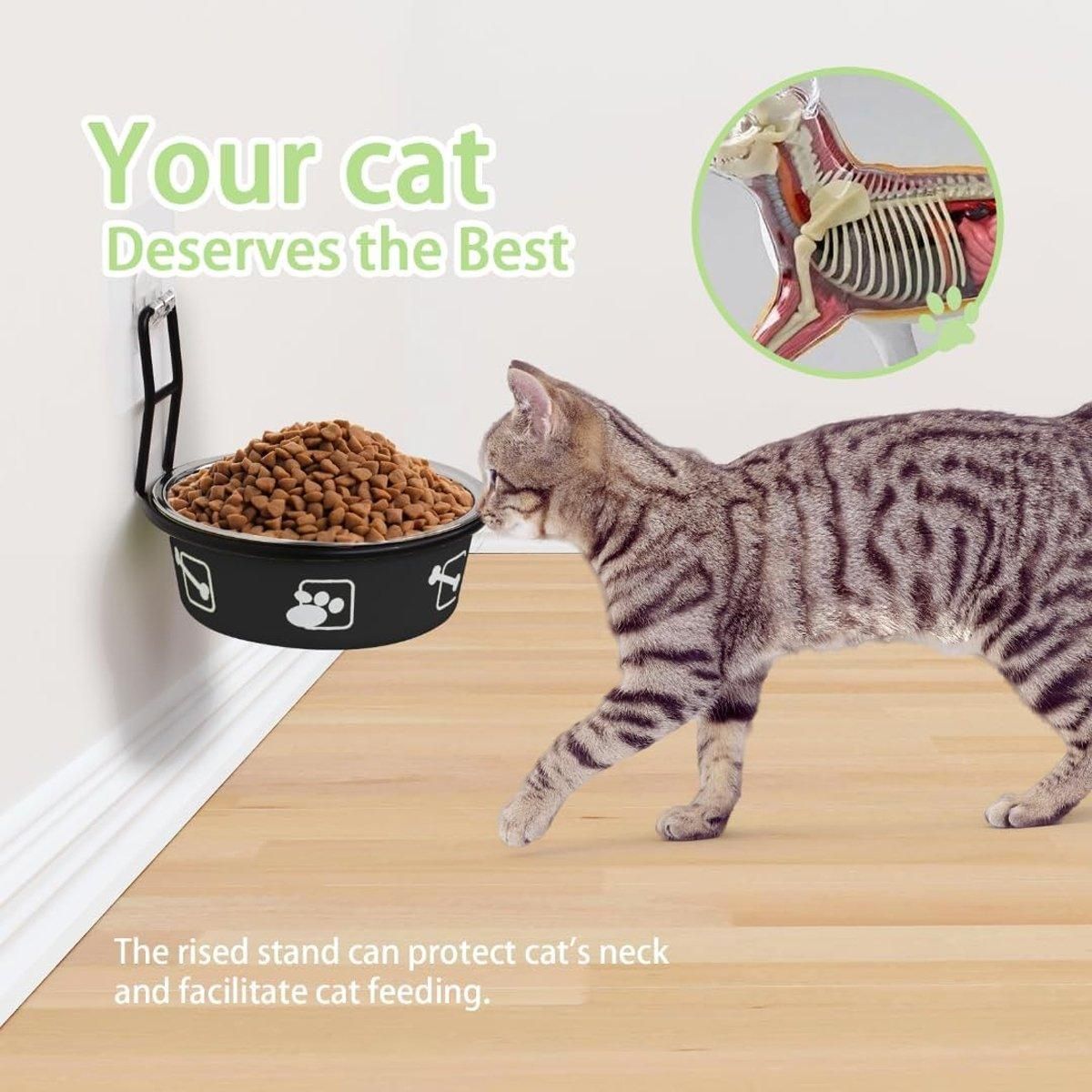 Stainless Steel Pet Bowl Hanging Cat Food Water Bowl Durable for Dogs and Cats - Red-14cm