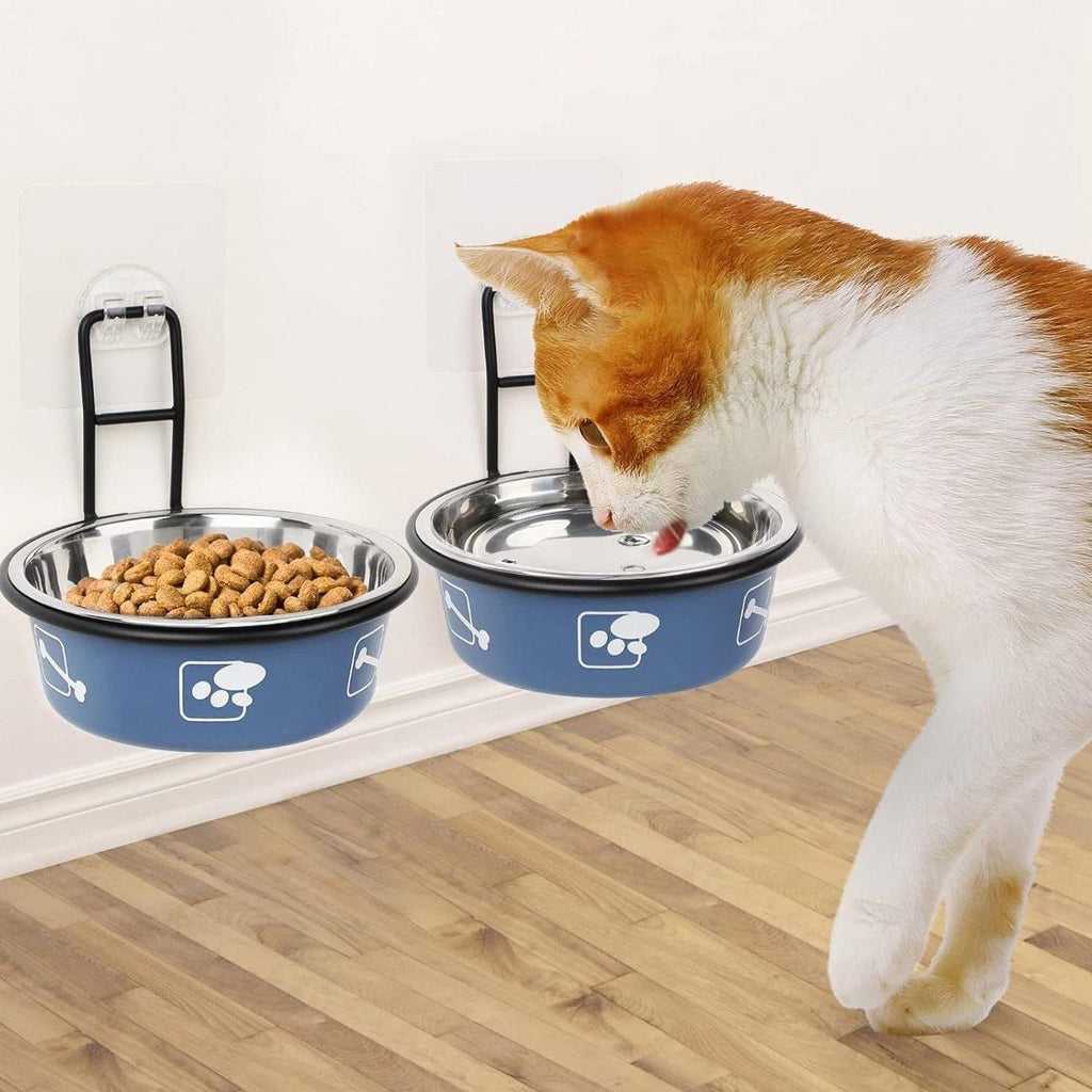 Stainless Steel Pet Bowl Hanging Cat Food Water Bowl Durable for Dogs and Cats - Red-14cm