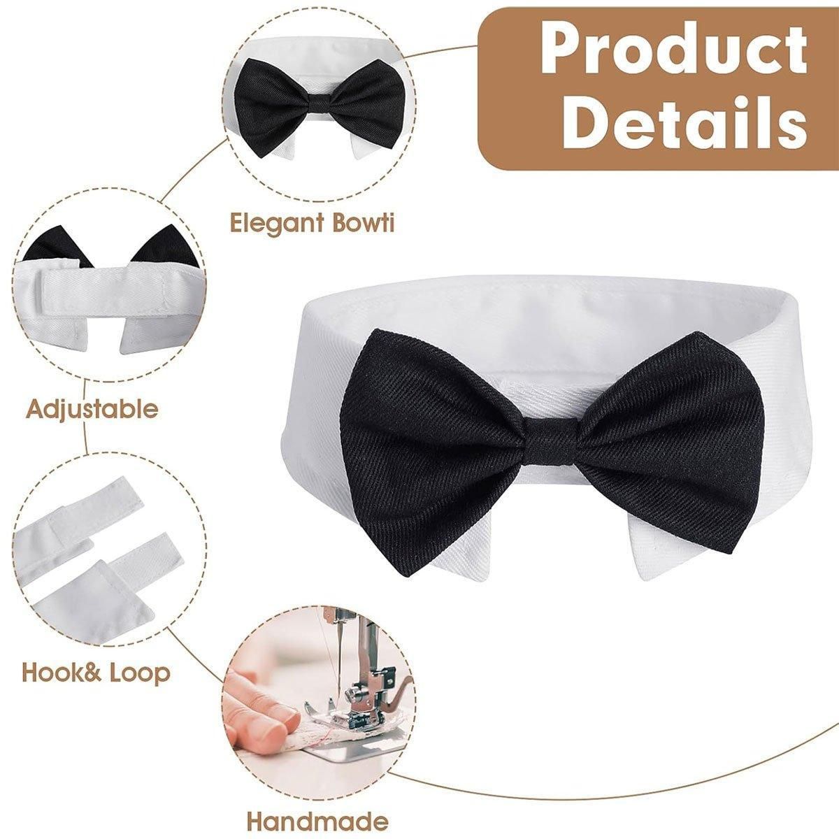 2pcs Pet Bow Tie Collar Dog Cat Suit Dress Accessories Adjustable Neck Strap - S