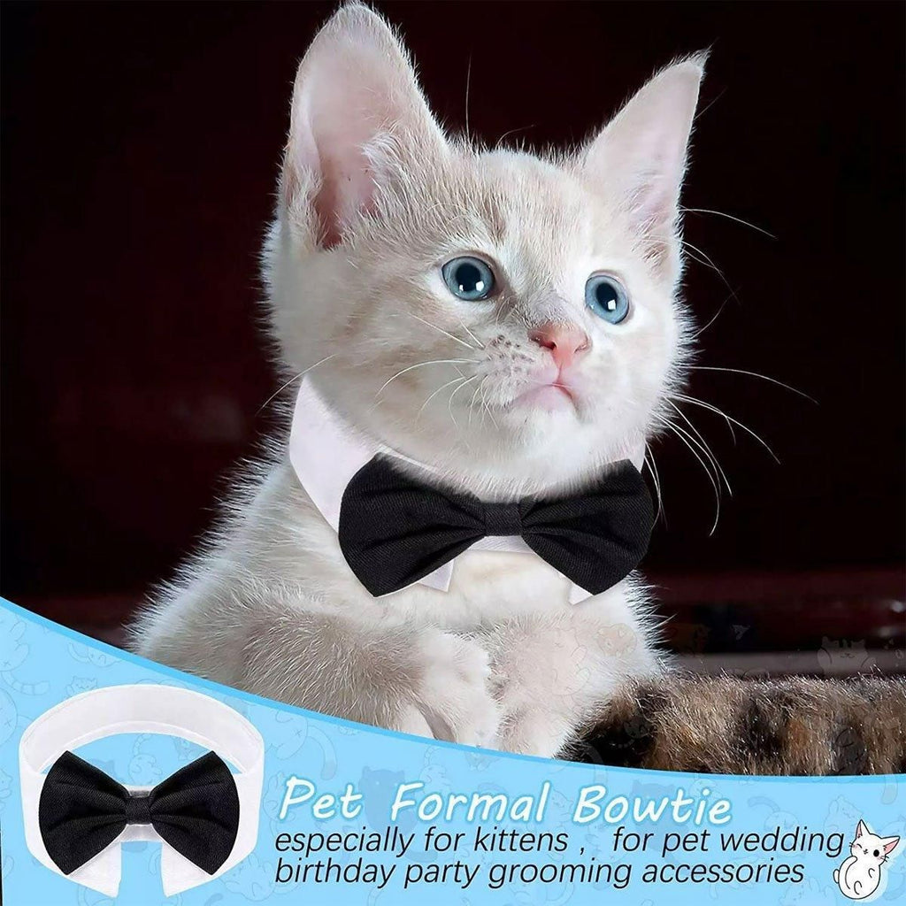 2pcs Pet Bow Tie Collar Dog Cat Suit Dress Accessories Adjustable Neck Strap - S