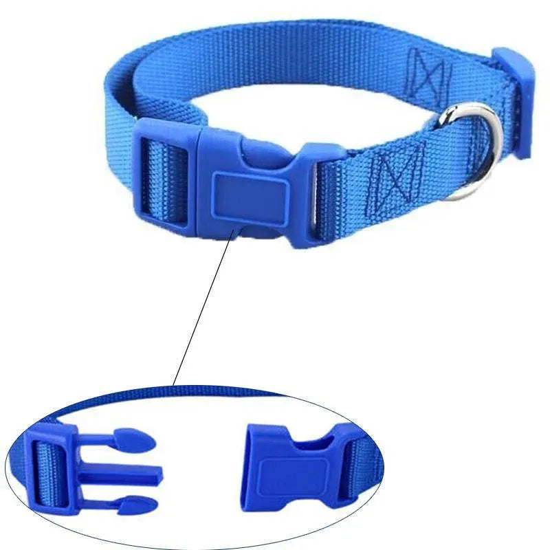 L Size Dog Puppy Pet Collar Adjustable Nylon Toy Large Pink Blue Red Black - Black
