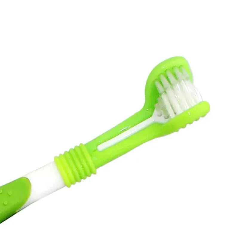Three Sided Dog Toothbrush Pet Cat Teeth Cleaning Tool Oral Mouth Care Soft Bristle - Orange