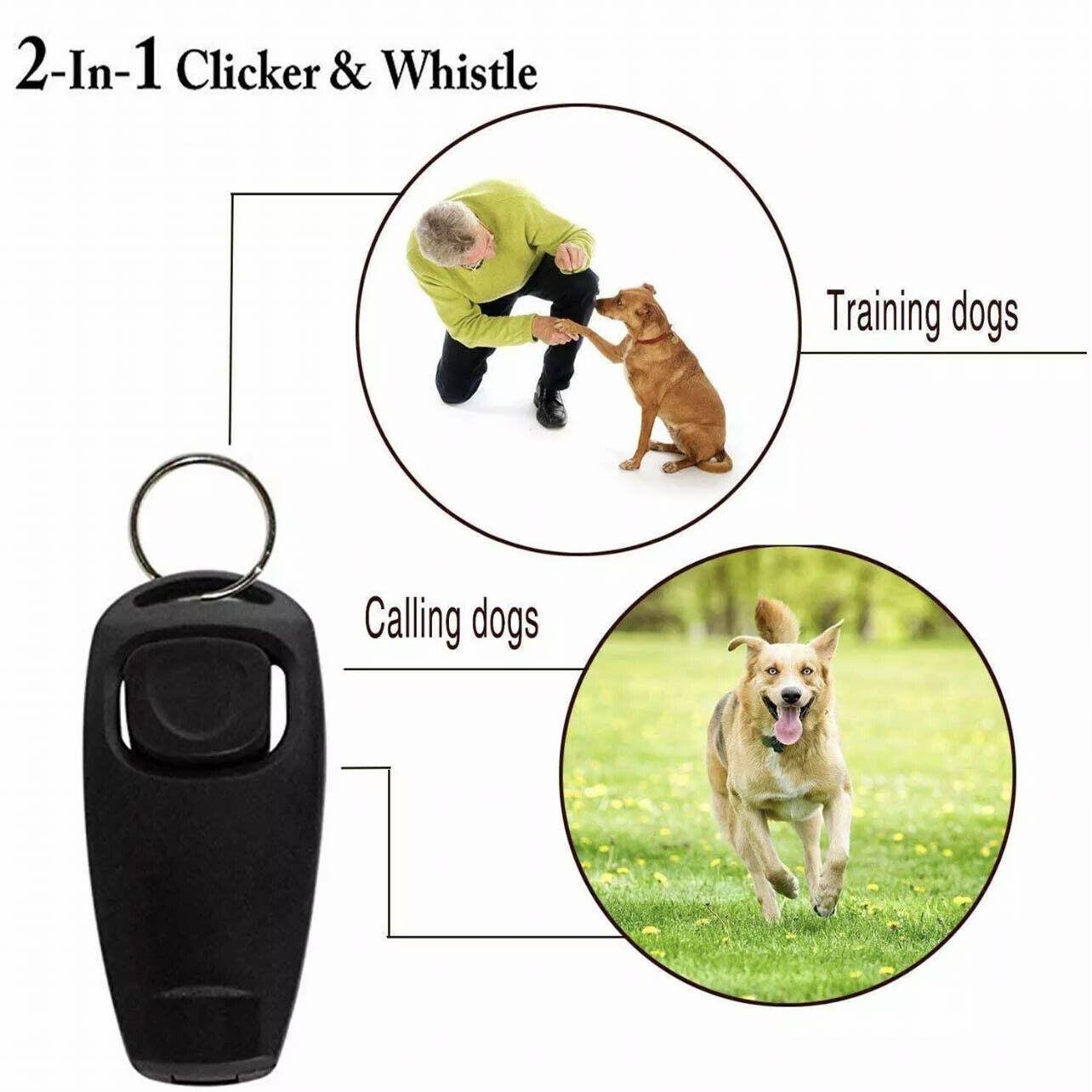 Dog Whistle and Clicker Set for Training Stop Barking Obedience Tool Combo - Red
