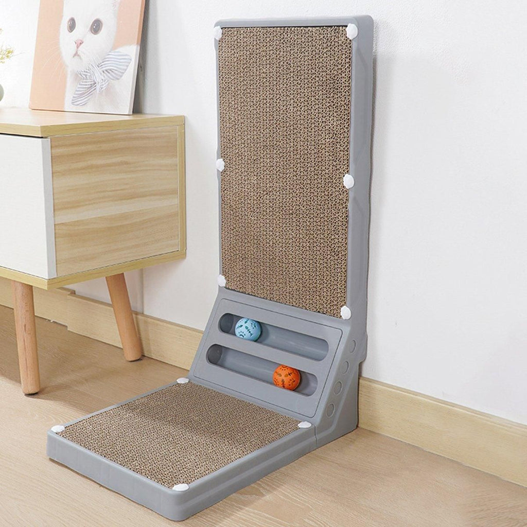 L-shaped Cat Scratching Board Vertical Claw Toy Cat Scratcher for Pet Playtime - Black