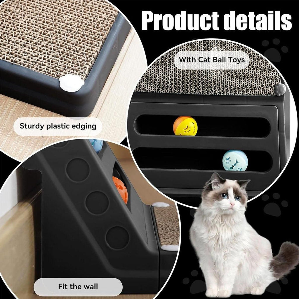 L-shaped Cat Scratching Board Vertical Claw Toy Cat Scratcher for Pet Playtime - Grey