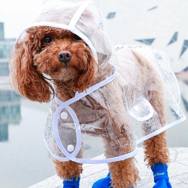 Puppy Waterproof Pet Dog Raincoat Jacket Clothes Vest Rain Coat Outdoor Hoodies White - L