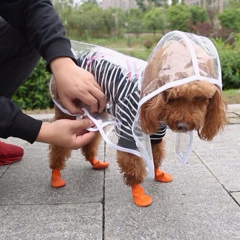 Puppy Waterproof Pet Dog Raincoat Jacket Clothes Vest Rain Coat Outdoor Hoodies White - S