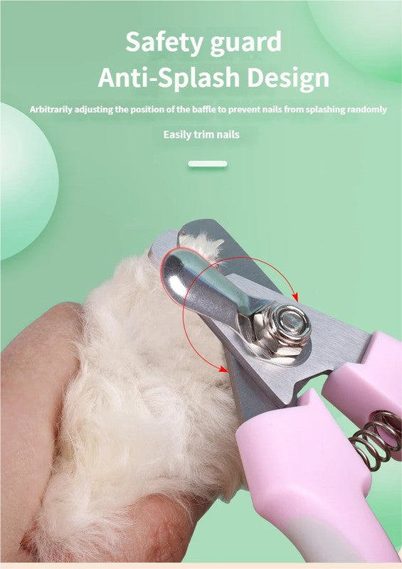 3 PCS (Purple+ Pink+ Green)Professional Pet Nail Clippers for Dogs and Cats - Sharp Stainless Steel Blades with Safety Guard and Anti-Splash Baffle - Ergonomic Non-Slip Handle for Safe and Easy Grooming